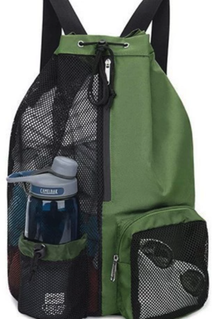 網狀運動背包 側袋設計 方便攜帶水瓶, 綠色