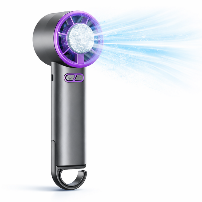 로벨스 초강력 냉각 무선 휴대용 선풍기 손풍기 C타입 충전 5단 풍속, 퍼플그레이