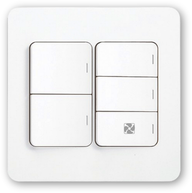 아크라이트 디아트 배선기구 15.[스위치]단로5구(환풍기)2개용 화이트, 1개