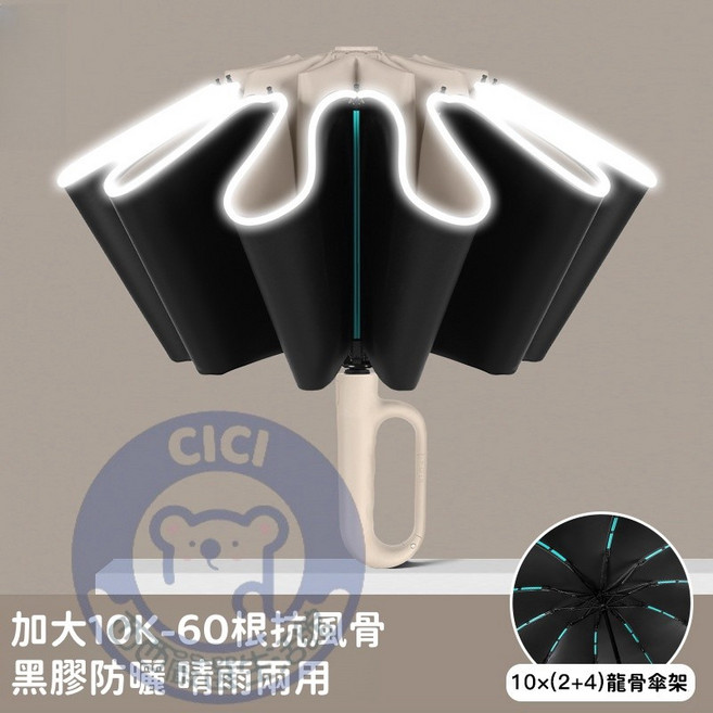 反向環扣傘 全自動60骨晴雨兩用UV遮陽傘