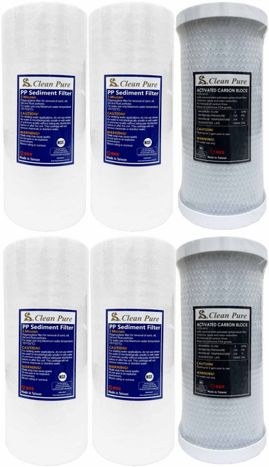 Clean Pure 10吋大胖濾心組 食品級濾材 長效過濾 適用多款淨水器, 1箱, 1微米PP