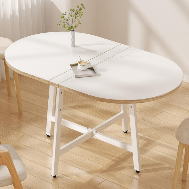라온스페이스 홈 접이식 테이블, 4인용, 화이트 베이지D