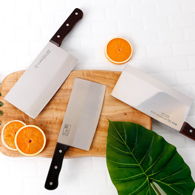 스테인레스 가볍지만 확실한 절삭력 일본산 명품 중식도, 미쯔보시중식칼, 1개