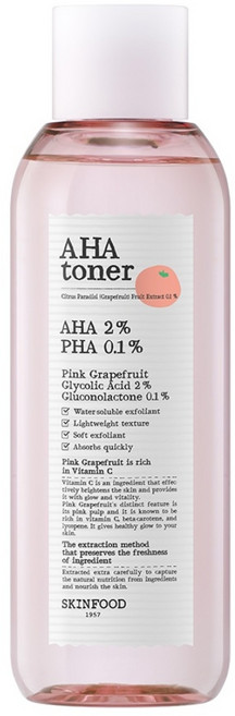 SKINFOOD 粉紅葡萄柚AHA爽膚水, 1瓶, 200ml