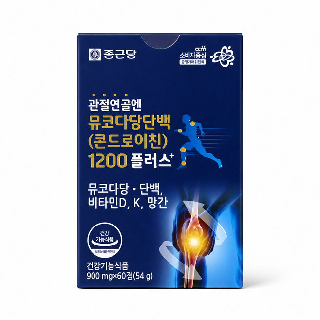 종근당 관절연골 뮤코다당단백 콘드로이친 1200mg 소연골 비타민K, 60정, 1개