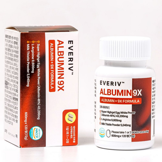 EVERIV 알부민 영양제 식약청인증 HACCP 난백 단백질, 1개, 120정