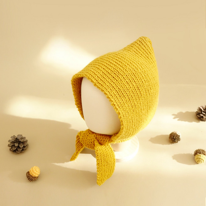 아기 리본 보닛 - Knitting Kit, 머스타드, 1개