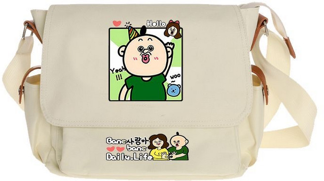 COSYEVNO 옥지 빵빵이 빵빵이 옥지 이모티콘 귀여운 캐릭터 숄더백 크로스백 남녀공용 대용량 학생 보충수업 가방