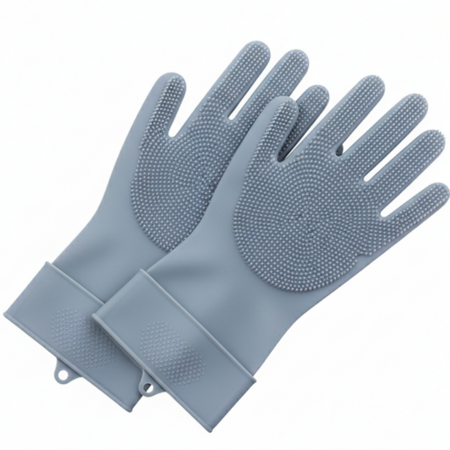 위즈쇼퍼 제로스크레치 실리콘 수세미 매직장갑 미들바디, 3세트, FREE(one size), WS그레이