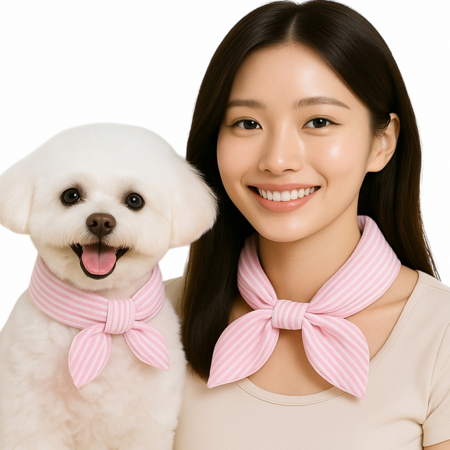 그램도그 강아지 쿨스카프 쿨링 넥쿨러, 2개, 핑크스트라이프