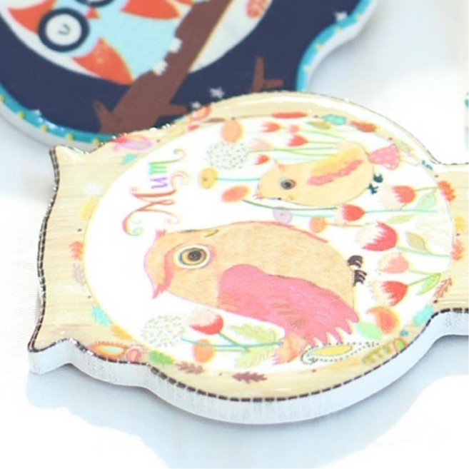 현관문 행운 재물 복 부엉이 귀여운자석 미니어처 냉장고마그넷 보드 장식품, 라마