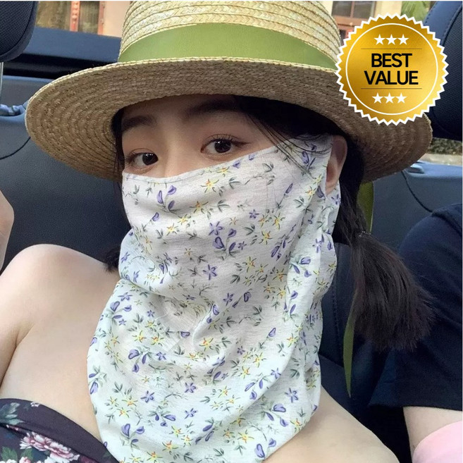 맑음라인 햇빛가리개 꽃무늬 여름 자외선 차단 얇은 안면 마스크