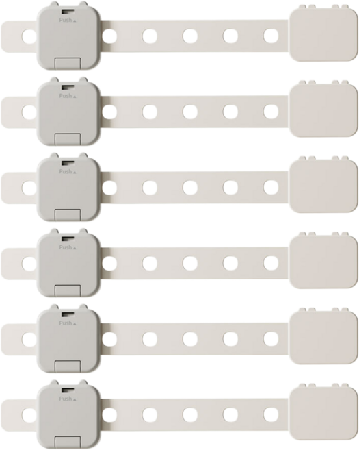 오유핏 무타공 밴드형 길이조절 다용도 잠금장치 6P, 6개, 라이트그레이