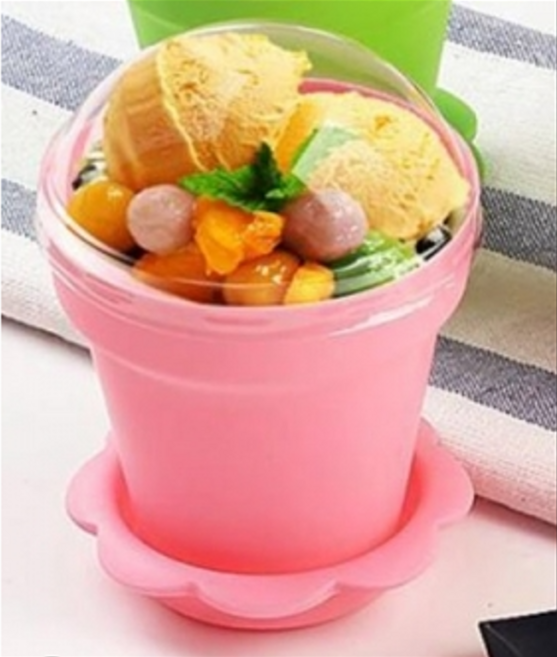 미니 화분컵 세트(몸통+받침+뚜껑+숟가락), 20개, 분홍