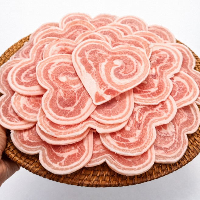 하트냉삼 국내산 냉동 삼겹살 3mm 구이용 캠핑용, 1세트, 500g