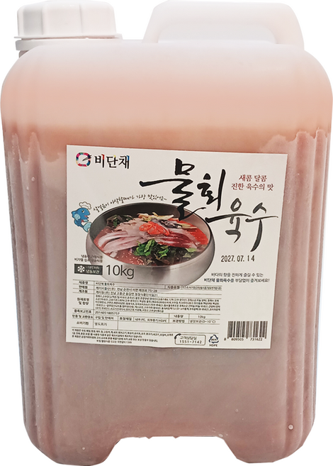 맛찬 비단채 물회육수 업소용 대용량, 1개, 10kg