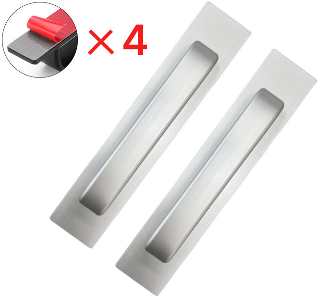 조빈니타 무타공 강력 접착식 알루미늄 문 손잡이 1+1 200mm 실버, 2개