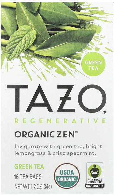 TAZO 재생 녹차 유기농 젠 티백 16개 34g(1.2oz), TAZO재생녹차유기농젠티백16개34g12oz, 1개