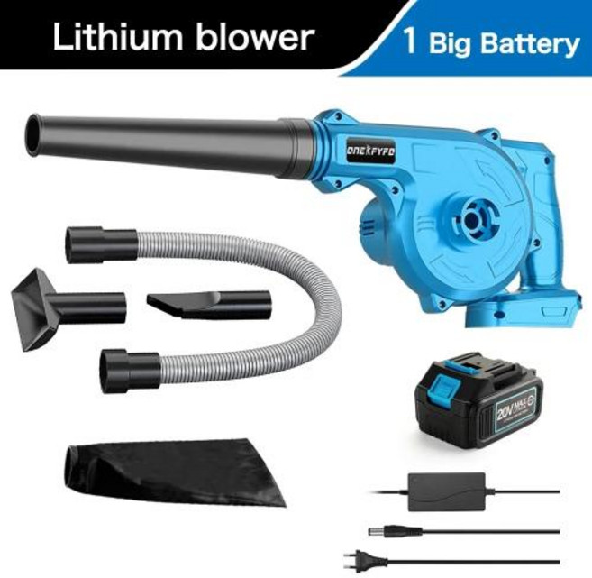 강력 무선 송풍기 전기 공기 휴대용 핸드 헬드 리프 컴퓨터 집진기 Makita 18V 배터리 용 눈 부는 클리너 도구 작업용 고출력송풍기 무선송풍기 낙엽송풍기 무선송풍기세트 계양무, 1세트, One Battery