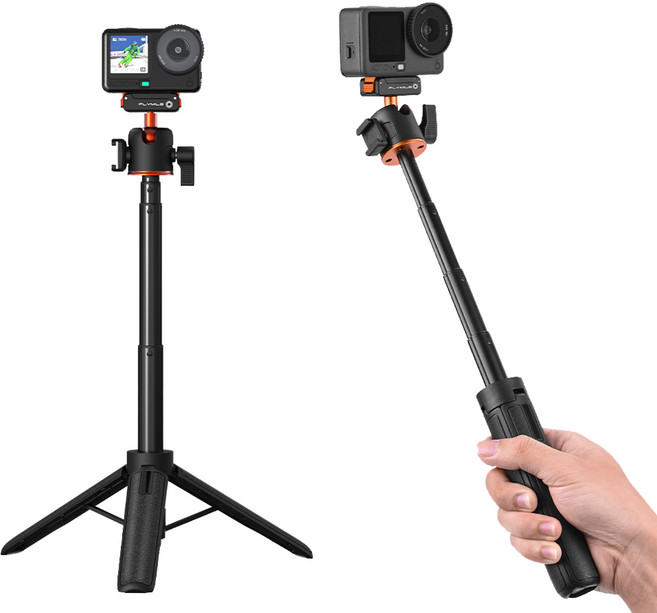 FLYMILE 마그네틱 퀵릴리스 삼각대 DJI 오스모 액션6/DJI 오스모 나노 전용 호환 액션캠 확장봉 접이식 거치대 54cm 최대 신장 미니 휴대용 브이로그 셀카 삼각대 콜드슈, 1개, Tripod