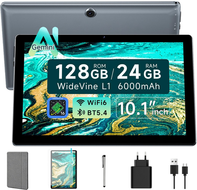 BMAX 2026 가성비태블릿추천 24(4+20)GB+128GB 5G WiFi 안드로이드16 인강용태블릿 6-in-1 세트 - I9 PLUS, Wi-Fi, 128GB, Space Grey