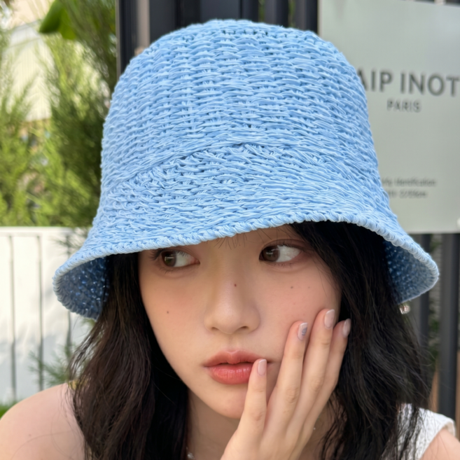 HALOPICK 여름 시원한 파스텔 버킷햇 심플 휴양지 모자