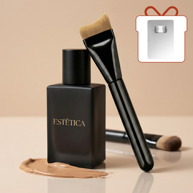 다이떼 초밀착 스킨핏 윤곽 결 메이크업 납작붓 파운데이션 초승달브러쉬, 1개, 브러쉬+팔레트