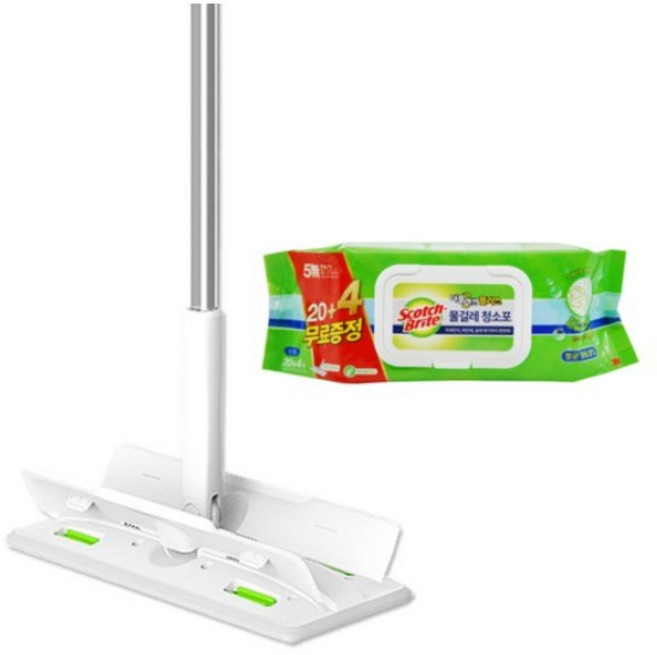 스카치브라이트 올터치 더블액션 막대걸레 + 물걸레 청소포 24매, 4세트