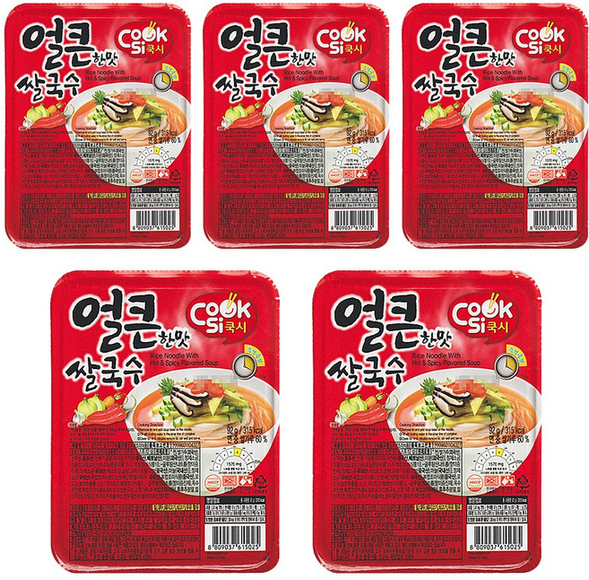 한스코리아공식 쿡시쌀국수 얼큰한맛 12개 1BOX, 92g, 5개