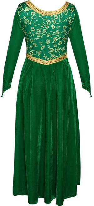 쿠쿠스토어 애니메이션 공주 녹색 드레스 피오나 슈렉 코스프레 의상 할로윈 파티 성인 여성을위한 롤 플레, 05 S, 01 녹색