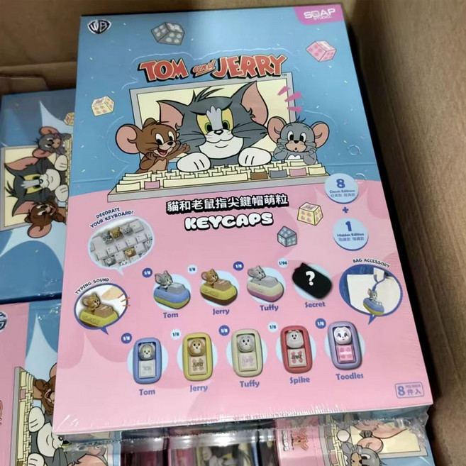 정품 톰과 제리 키캡 피규어 랜덤 키링 굿즈 가챠 커스텀 기계식 키보드 귀여운 Soap Studio, 1개