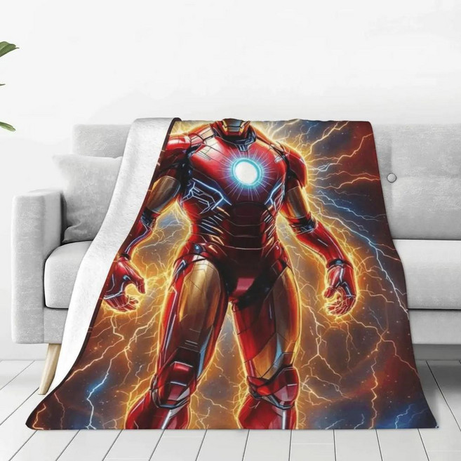 아이언 맨 영화 담요 양털 가을 플란넬 소파 자동차 침구 이불, C. 100x125cm, 15. 16, 1개