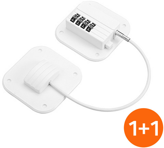 1+1 부착형 냉장고 자물쇠 무타공 서랍 사물함 다용도 잠금장치, 1세트, 화이트