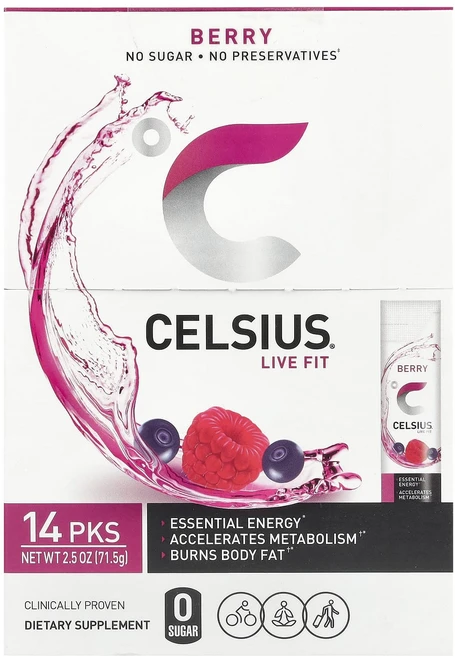Celsius 라이브 핏 베리 테이크아웃 팩 14개 개당 5.11g(0.18oz), Celsius라이브핏베리테이크아웃팩14개개당511g01, 71.5g, 1개 - 쿠팡