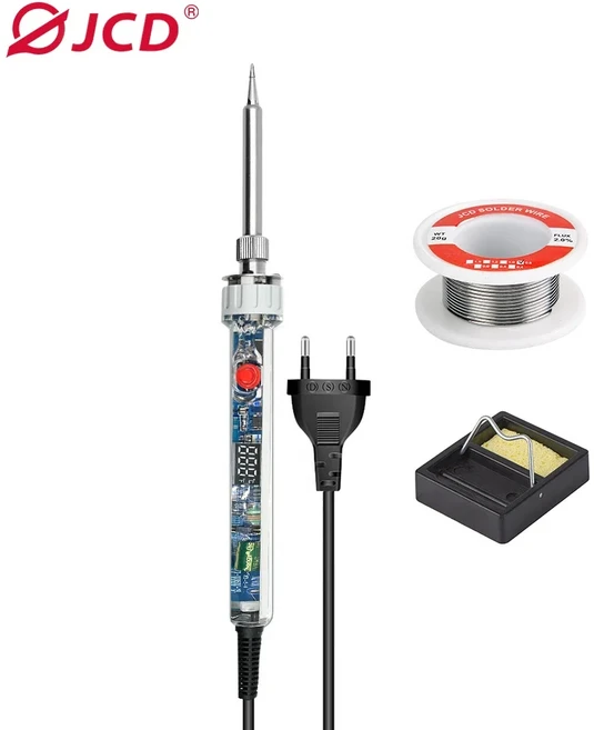 호환 JCD 100W 전기 납땜 인두 P907 110V 220V 가변 온도 LCD 디지털 디스플레이 스위치 용접 수리 도구, 04 P907 set 1, 02 100W 220V, 01 EU, 1개