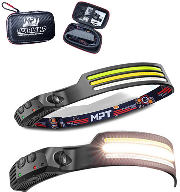 MPT LED 헤드랜턴 캠핑 안전모 헤드라이트 MPT-33 케이스포함 센서 후레쉬, 1개