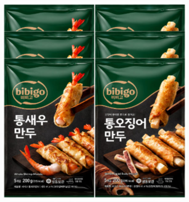 CJ제일제당 CJ비비고 통새우만두 200g x3개 + 통오징어만두, 6개
