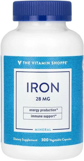The Vitamin Shoppe Iron 28 mg 300 Vegetable Capsules, The Vitamin Shoppe, Iron, 28 m, 1개 - 쿠팡