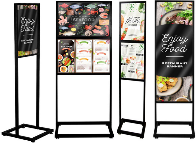 철제입간판 스탠드 A2 A3 1단 2단 3단 엣지형 POP거치대, 7- A2 가로 3단