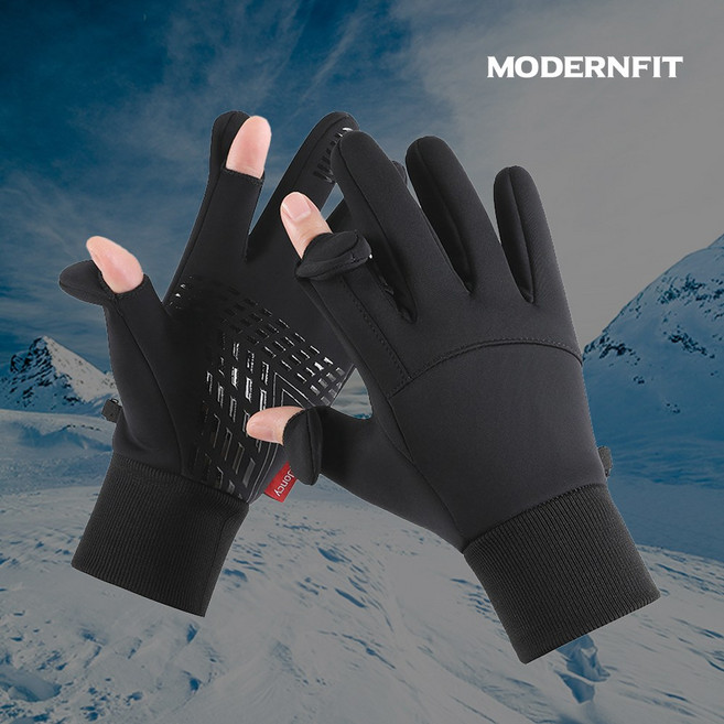 모던핏 방한 방수 손가락터치 장갑, 블랙