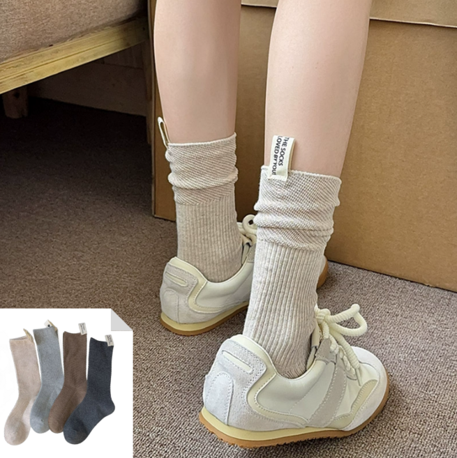 503하우스 라벨택 포인트 패션 장목양말 4종세트