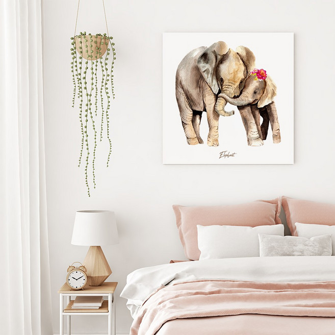 아란아트 금전운 명예운에 좋은 코끼리 그림 캔버스액자 35종, 30. 화목코끼리 1