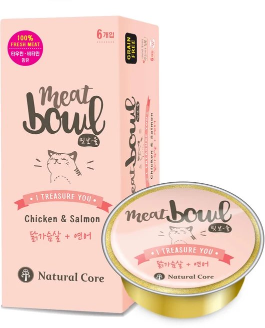 네츄럴코어 고양이 밋보울, 3개, 180g, 닭가슴살 + 연어 혼합맛 - 쿠팡