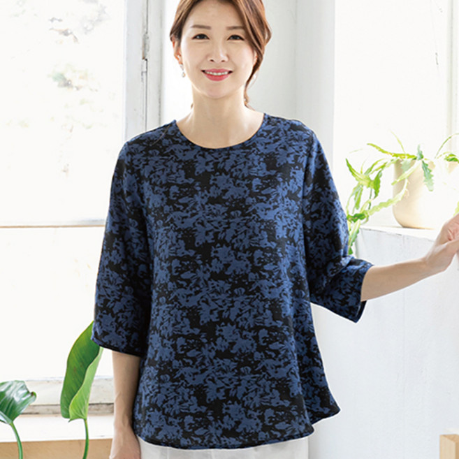 물론 여성용 인견 7부소매 패턴 블라우스