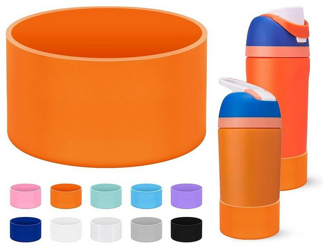 Mokoart Silicone Boot Compatible with Owala Kids Water Bottle 16/14 oz Anti-Slip Rubber Bottom Pr, 주황색