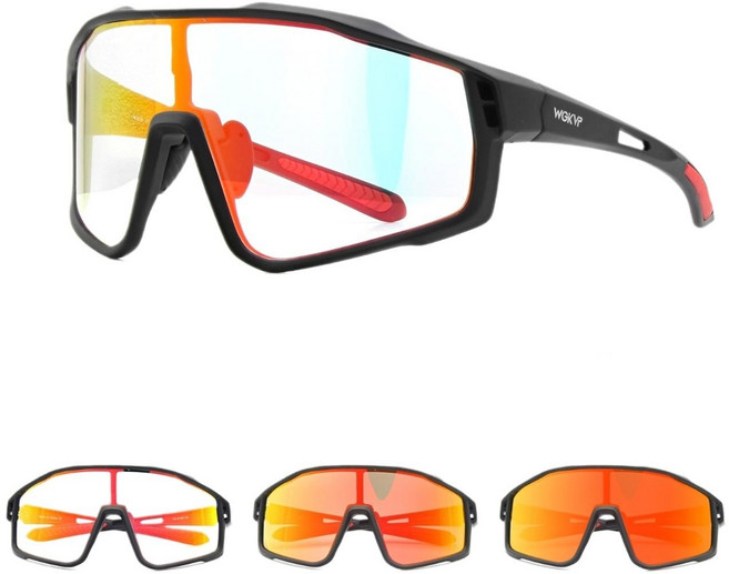 남녀공용 테두리형 광변색 스포츠선글라스 UV400 전자외선 차단 운전낚시사이클링등산 모든 스포츠에 적합, 1박스, 블랙 레드