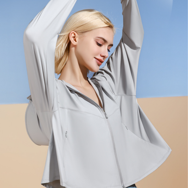 엣지Shop 햇빛차단 남녀공용 썬캡 여름 후드집업, 라이트 그레이, FREE (44~55~66)