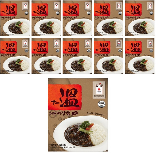 더온 짜장밥 플러스 10개 세트 전투식량 발열도시락 물없이 불없이 줄만 당기면 OK 비상식량 야전 등산캠핑, 480g