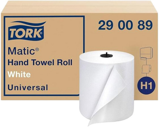 토크 매틱 페이퍼 핸드 x H1 화이트 롤 섬유 290089 재활용 100 700피트 6개 범용 타월, 1롤
