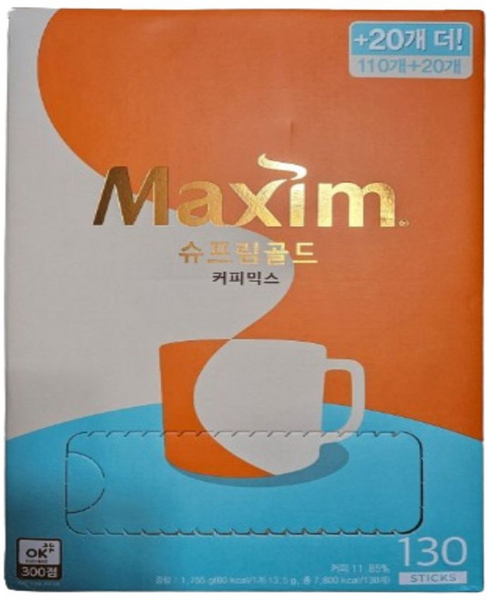 동서 맥심 슈프림골드 커피믹스 130T, 1개, 130개입, 13.5g